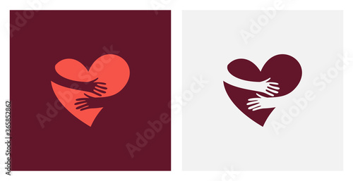 Red Hug Heart vector logo