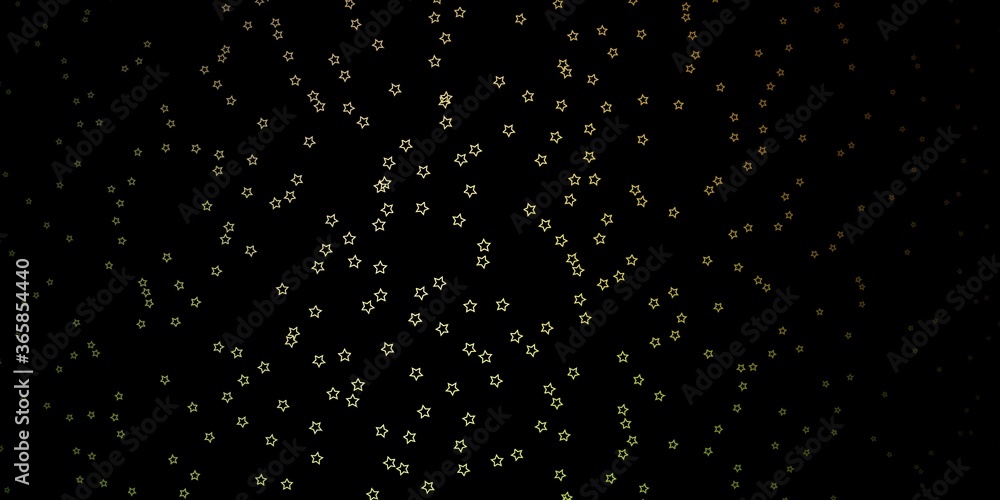 Dark Green, Yellow vector background with colorful stars. Shining colorful illustration with small and big stars. Theme for cell phones.