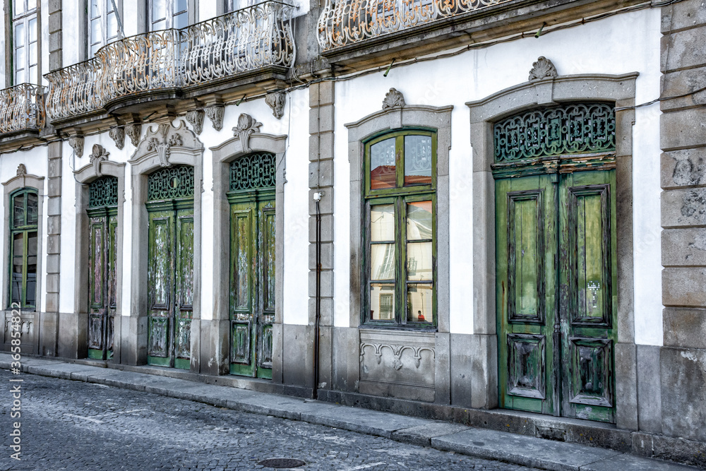 Old Double Doors And Windows in Braga, Portugal