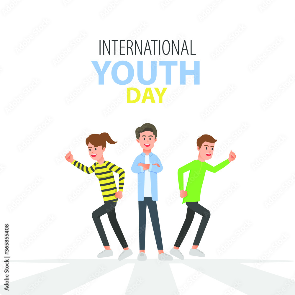 international youth day with energetic young people international youth day with energetic young people