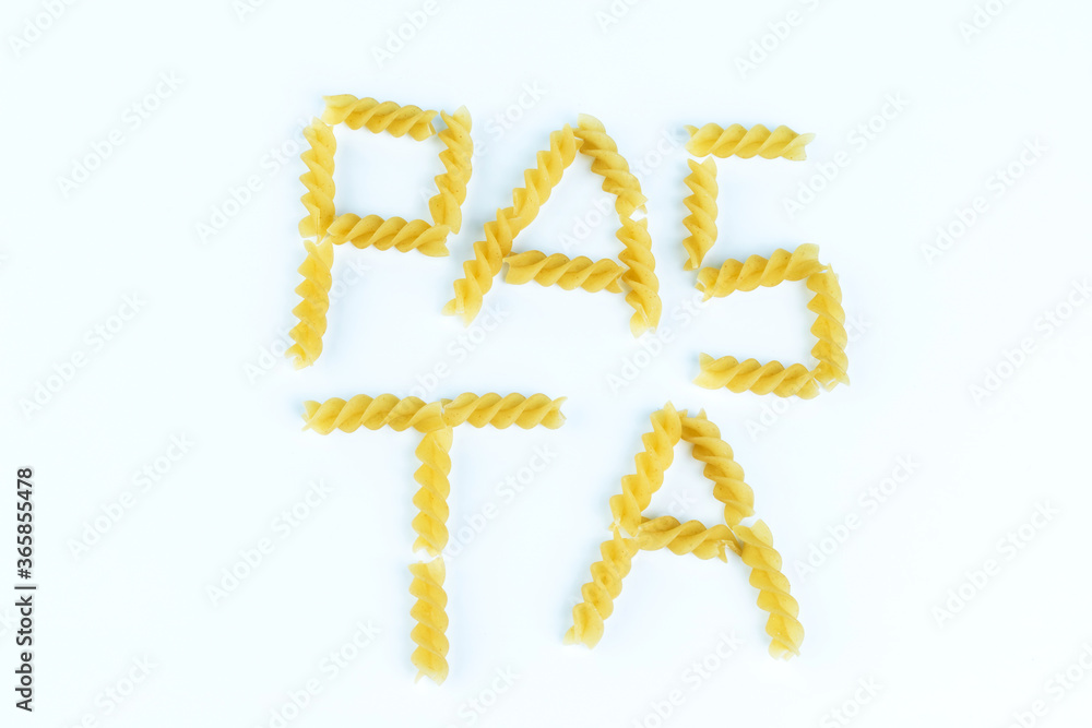 Raw pasta on a white background, Isolated. Raw pasta on a white background, Isolated.