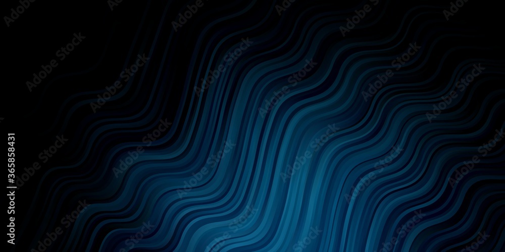Dark BLUE vector background with lines. Bright sample with colorful bent lines, shapes. Template for cellphones.
