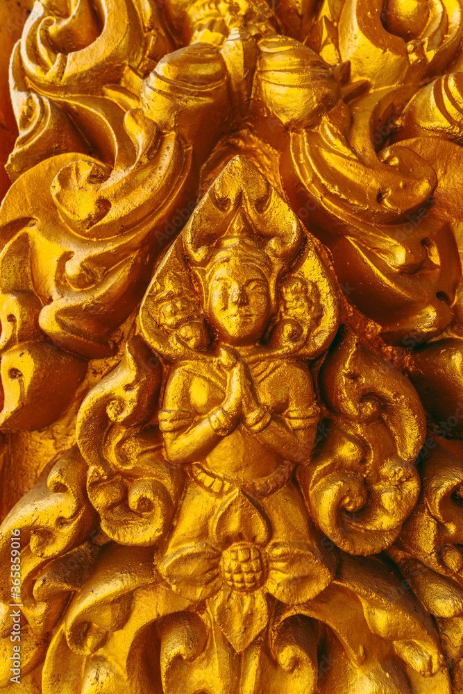Buddha decoration on gate entrance of Wat Chantaransay or Candaransi Pagoda - Khmer pagoda 2020
