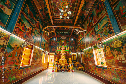 inside main hall of Wat Chantaransay or Candaransi Pagoda - Khmer pagoda in Ho Chi Minh city  Saigon   Vietnam