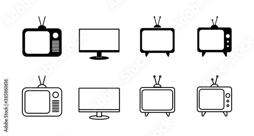 Set of TV vector icons. Television icon
