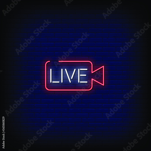 Live Neon Signs Style Text Vector