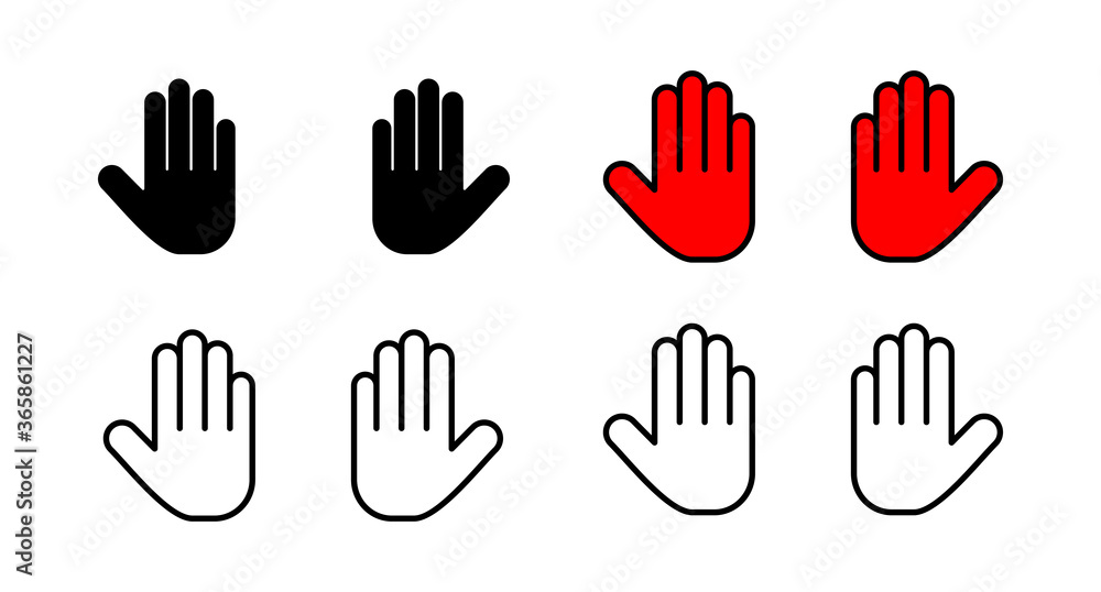 Set of Stop icons. Hand symbol. Hand icon vector Set of Stop icons. Hand symbol. Hand icon vector