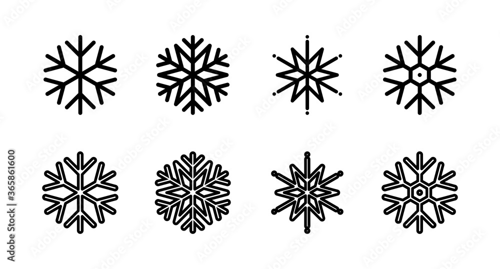 Set of Snowflake icons. snow icon vector. Symbol of winter, frozen Set of Snowflake icons. snow icon vector. Symbol of winter, frozen