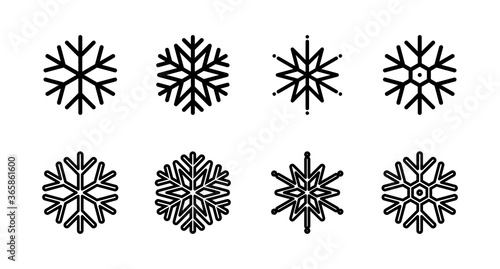 Set of Snowflake icons. snow icon vector. Symbol of winter, frozen