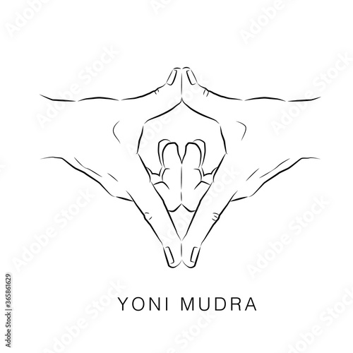Photos Yoni mudra illustration, yoga hand gesture, yoga teacher training