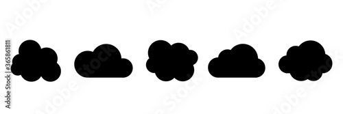 Vector black cloud icons set isolated on white background. Vector illustration EPS10.