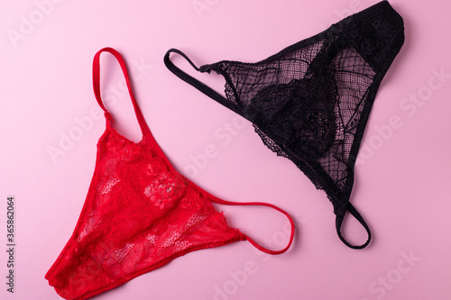 female lingerie on pink background