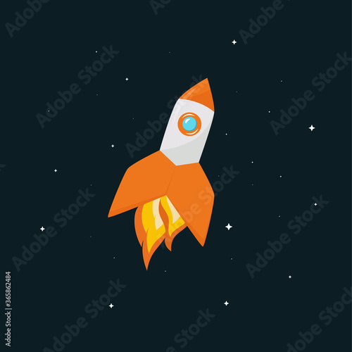 Vector Illustration of rocket launch