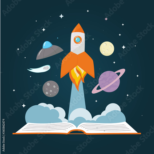 vector background with rocket launch