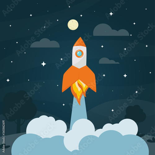 vector background with rocket launch
