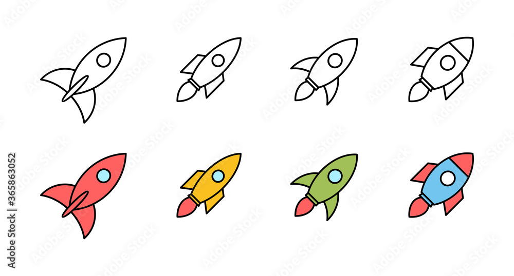 Set of Rocket vector icons. Start Up Concept Symbol. Startup icon
