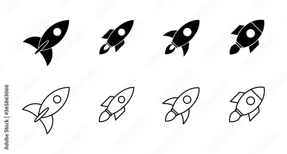 Set of Rocket vector icons. Start Up Concept Symbol. Startup icon Set of Rocket vector icons. Start Up Concept Symbol. Startup icon
