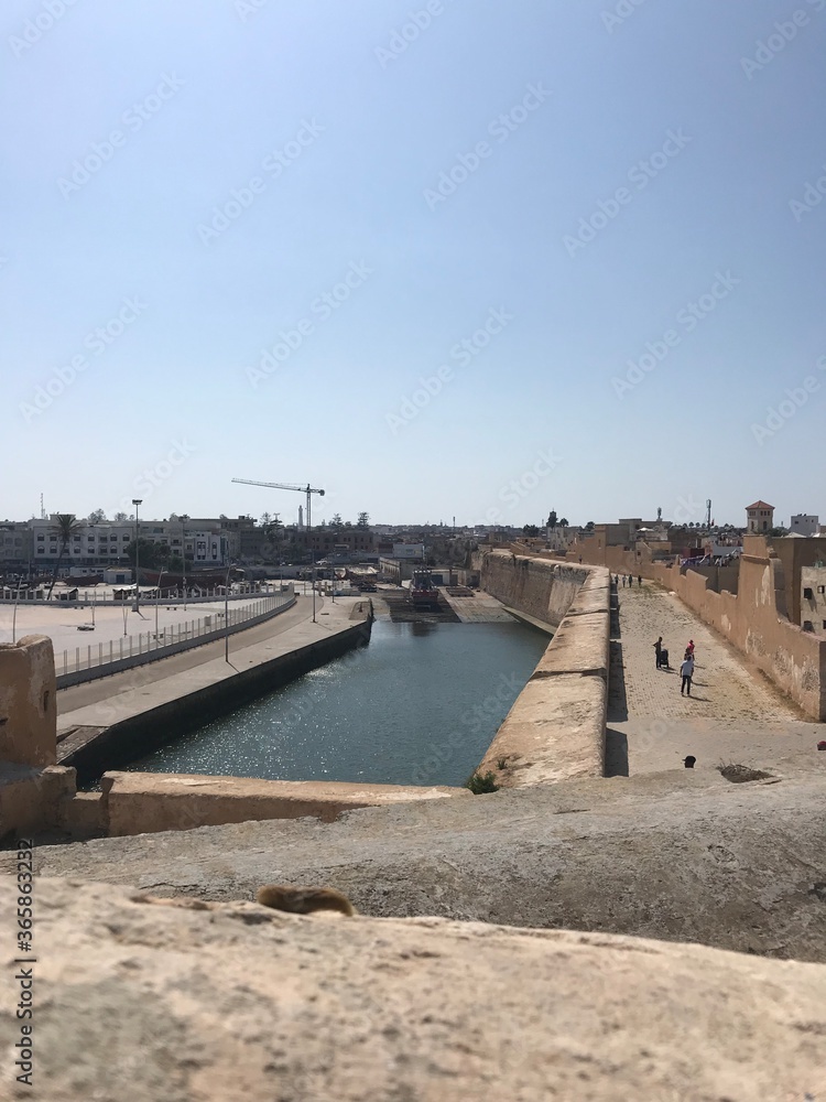 El-Jadida / Morocco - September 08 2019: The Portuguese fortification of Mazagan (now is part of El-Jadida city and on Unesco World Heritage list) 
