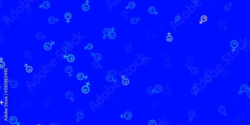 Light BLUE vector background with woman symbols.