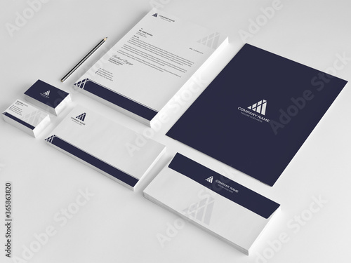 Minimal Branding Identity template. Business card, Letterhead, Invoice, Envelope, Business Folder in vector Illustration