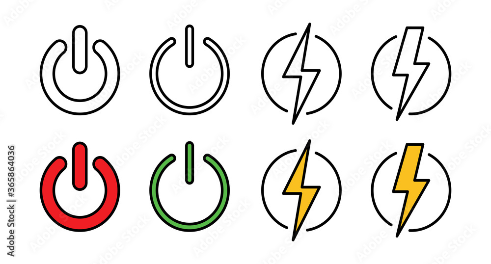 Set of Power icons. Power Switch Icon. Start power icon Set of Power icons. Power Switch Icon. Start power icon