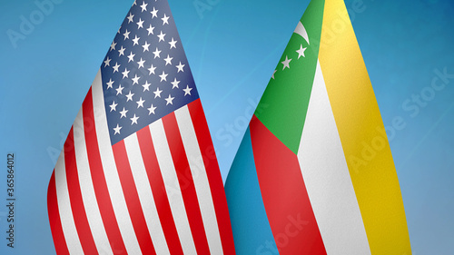 Fototapeta Naklejka Na Ścianę i Meble -  United States and Comoros two flags
