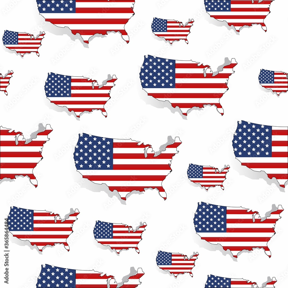 United States of America flag pattern. Modern map of USA on white background vector illustration United States of America flag pattern. Modern map of USA on white background vector illustration