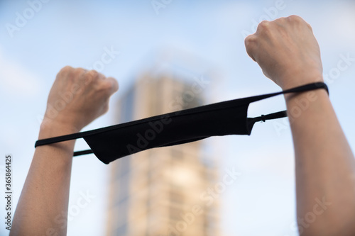 protest mask handcuffs