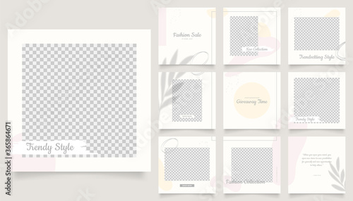 social media template banner fashion sale promotion. fully editable instagram and facebook square post frame puzzle organic sale poster. pink yellow vector background