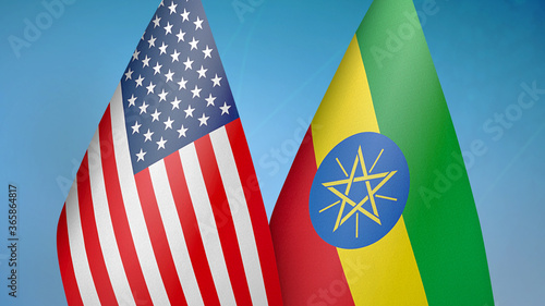 Fototapeta Naklejka Na Ścianę i Meble -  United States and Ethiopia two flags