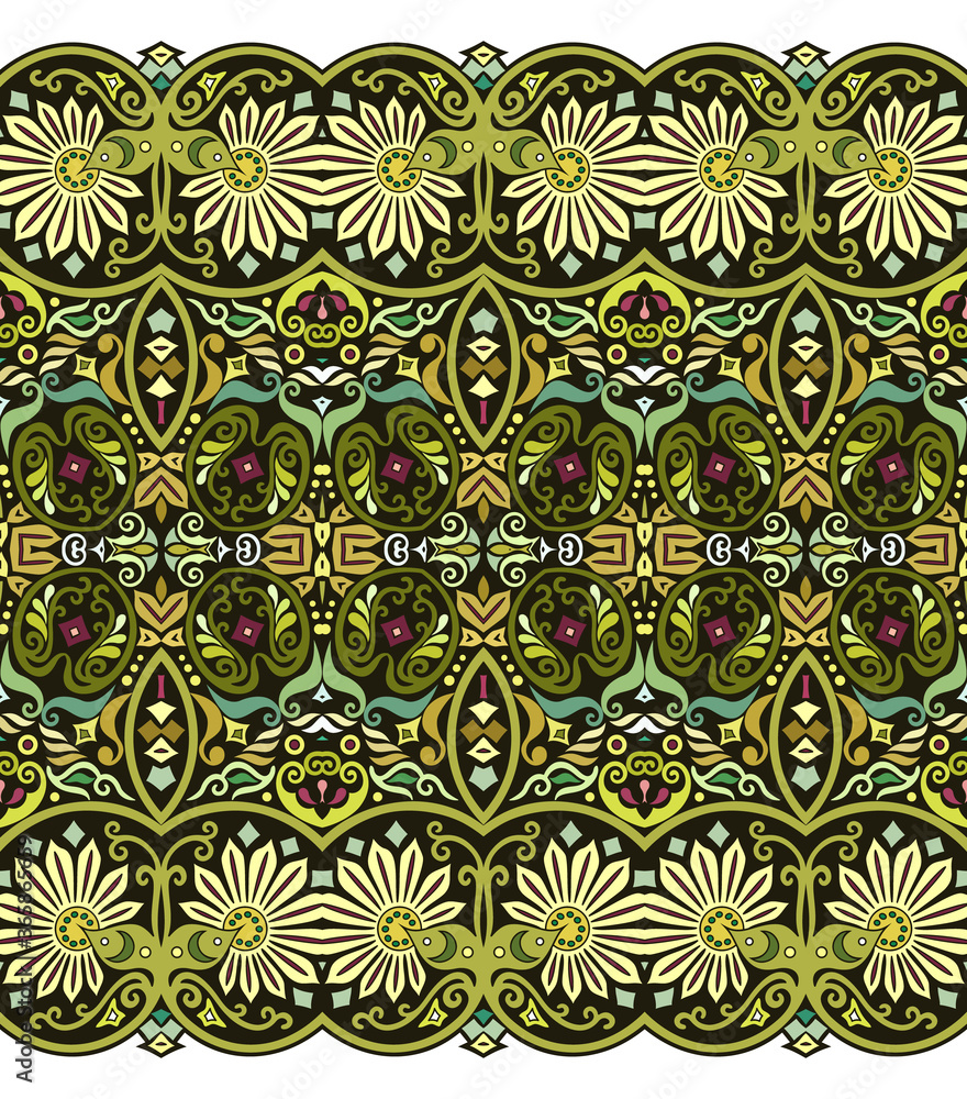 Abstract ethnic nature tile stripe seamless border Abstract ethnic nature tile stripe seamless border
