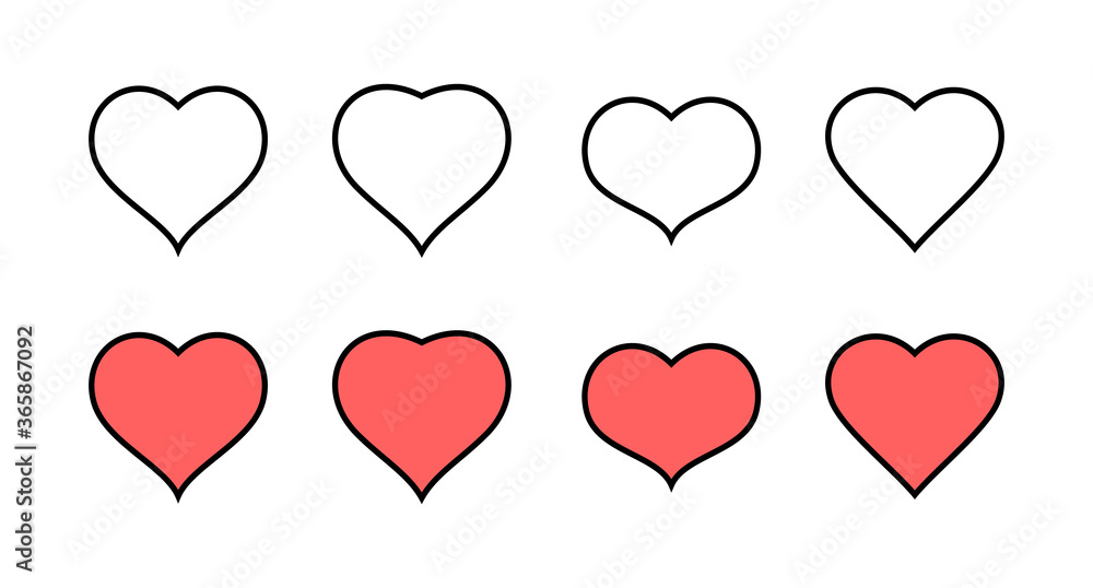 Set of Heart icons. Heart vector icon. Like icon vector. Love Set of Heart icons. Heart vector icon. Like icon vector. Love