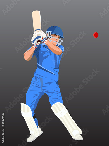 Vector illustration of cricket batsman facing bouncer delivery
