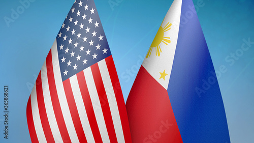 Fototapeta Naklejka Na Ścianę i Meble -  United States and Philippines two flags