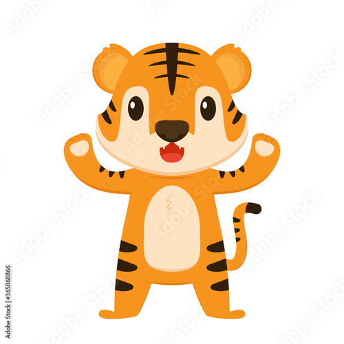 Fototapeta Naklejka Na Ścianę i Meble -  Tiger cartoon. Tiger character design.