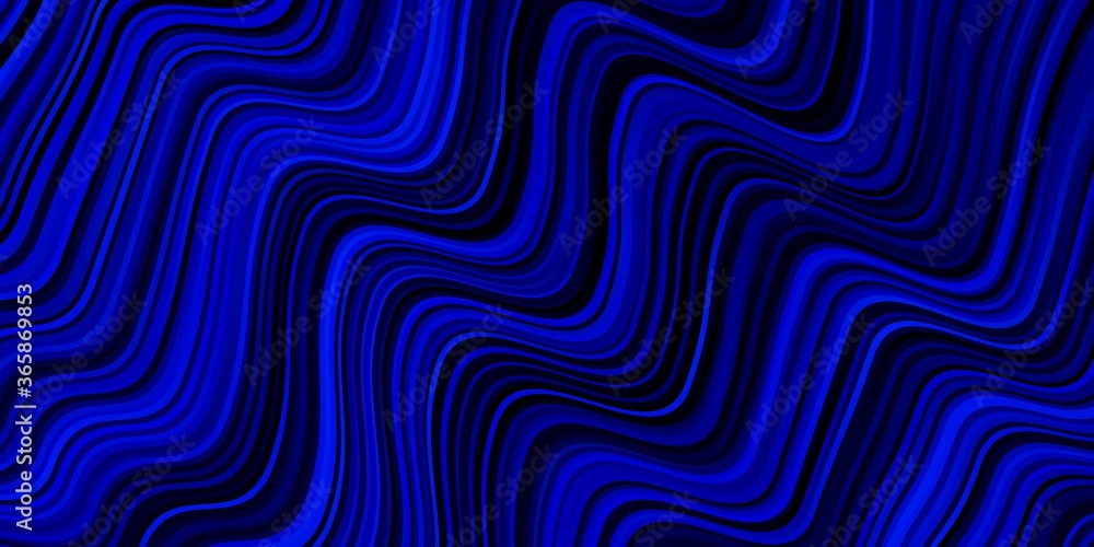 Dark BLUE vector background with wry lines. Bright illustration with gradient circular arcs. Best design for your ad, poster, banner.