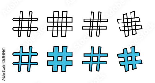 set of Hashtag icons. hashtag icon vector