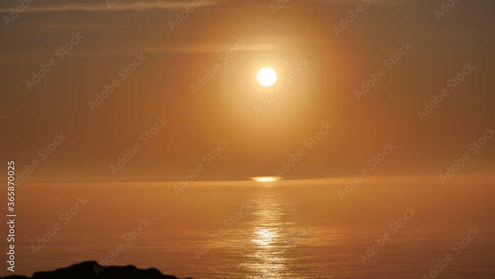 Orange sunset over the sea