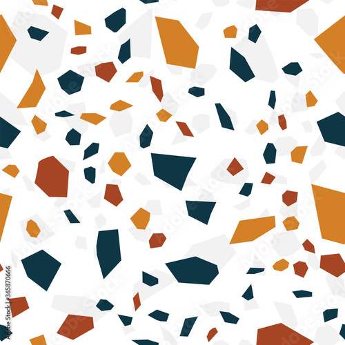 and Red Terrazzo Wall Vector Seamless Pattern. 