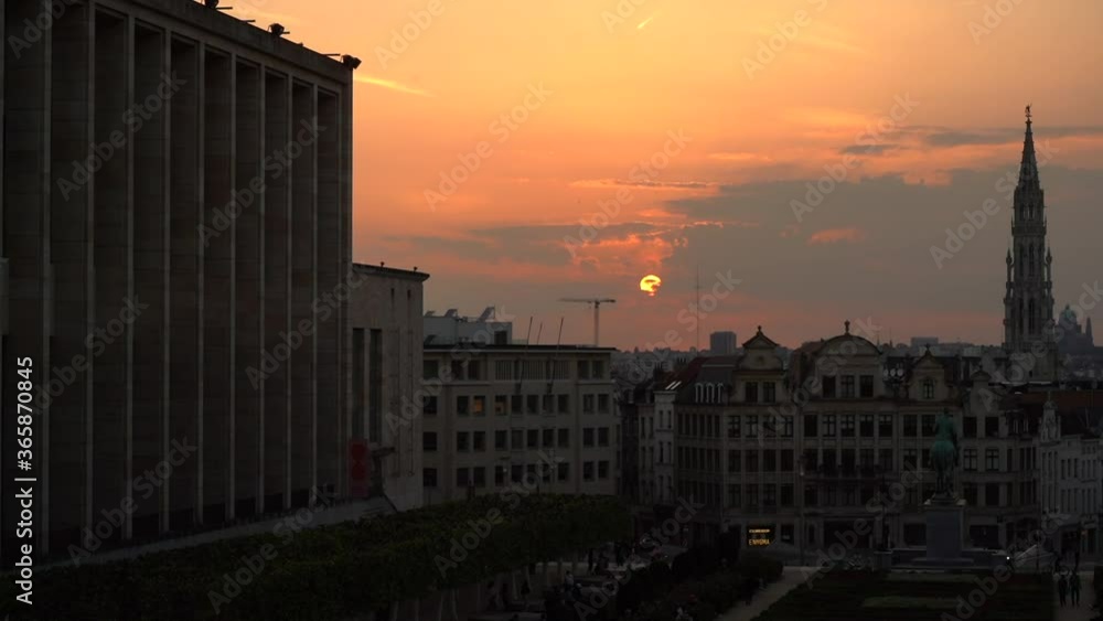 time lapse in Brussels, Belgium, at sunset time lapse in Brussels, Belgium, at sunset