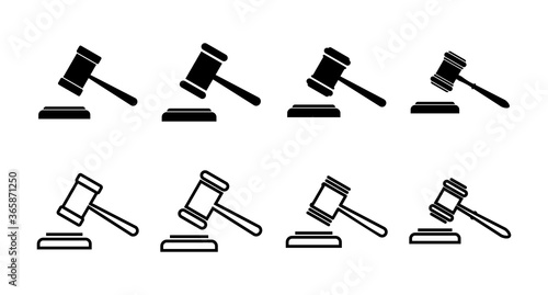set of Gavel icons. Hammer icon vector. Judge Gavel Auction Icon Vector. Bid