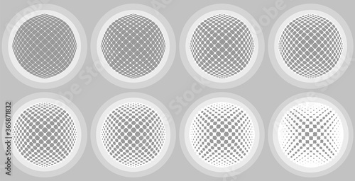 Vector dotted striped spheres set. © KTVector