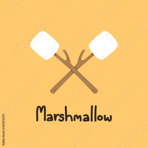 Marshmallow and stick vector. free space for text. wallpaper. background.