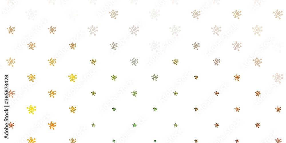 Light Green, Yellow vector backdrop with virus symbols. Light Green, Yellow vector backdrop with virus symbols.