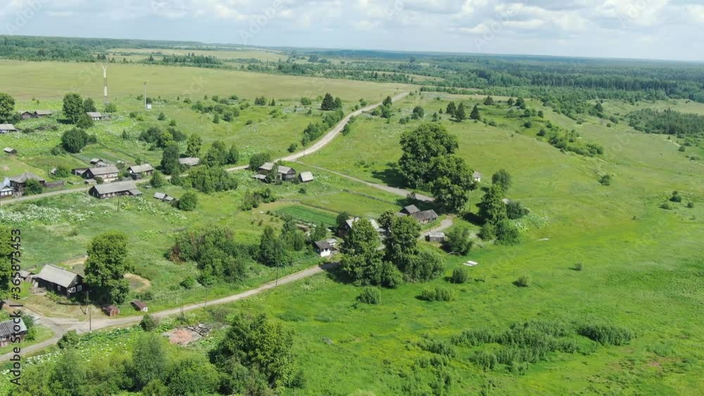 Flying over a Russian village on a drone. Flying over a Russian village on a drone.