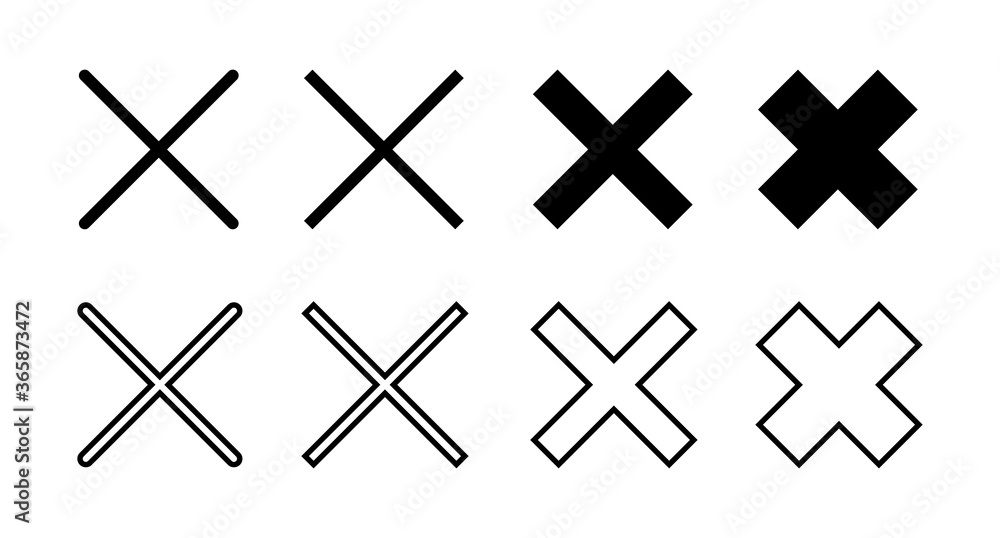 set of Close icons. Delete icon. remove, cancel, exit symbol set of Close icons. Delete icon. remove, cancel, exit symbol