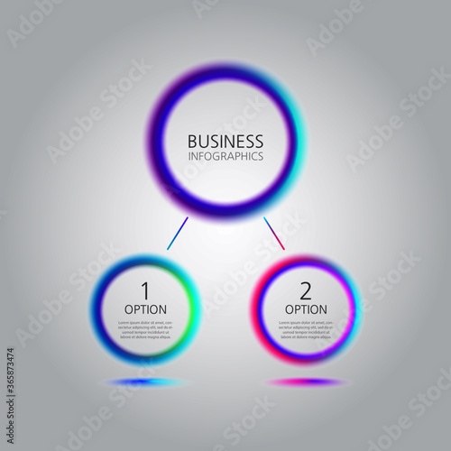 Infographic neon design template with 2 steps on white background. Creative concept for your presentation.