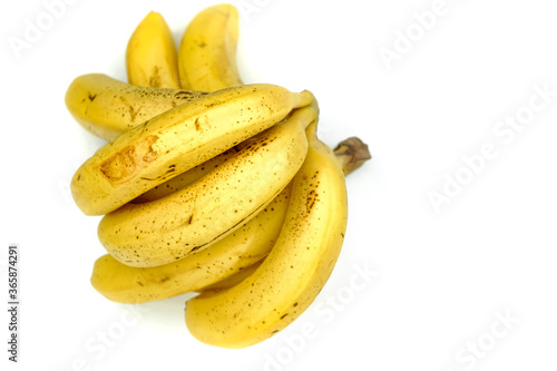 Bunch of tasty ripe bananas on white background