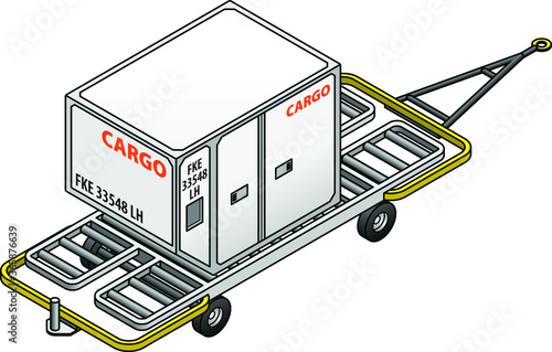 An air cargo container for loading into airplane cargo holds on a trolley.