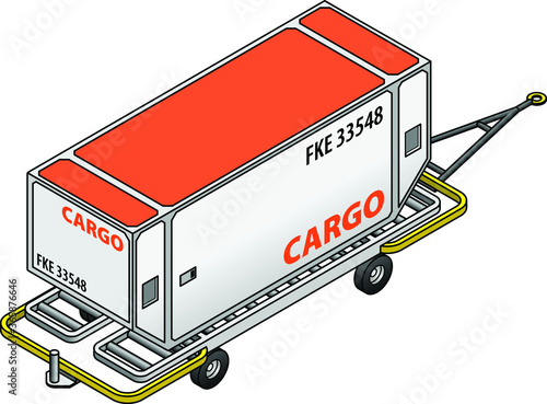 A full-width air cargo container for wide body cargo jets on a trolley.